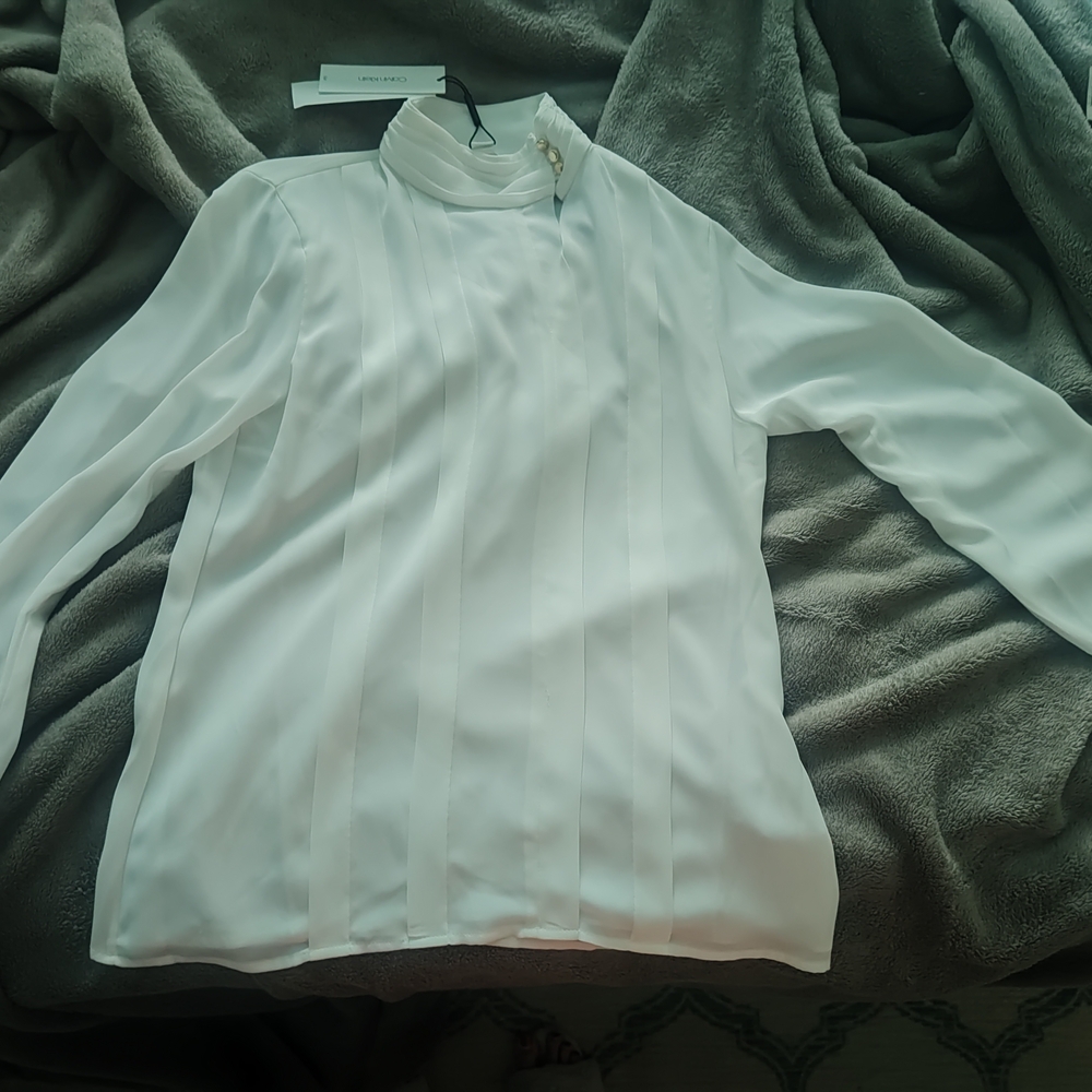 Calvin Klein White High-Neck Blouse